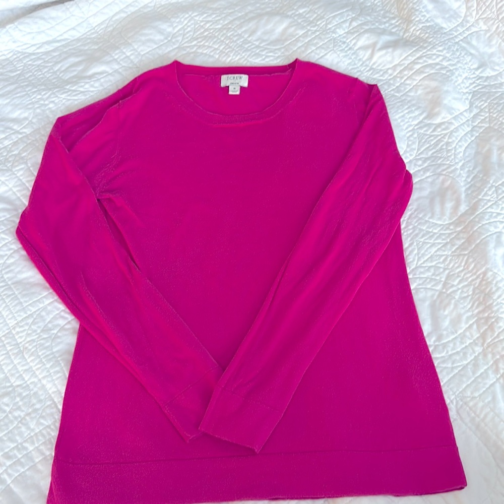 Hot pink jcrew lightweight sweater. Size S. Gently loved